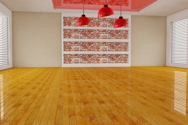 Quarto interior vermelho vazio — Fotografia de Stock