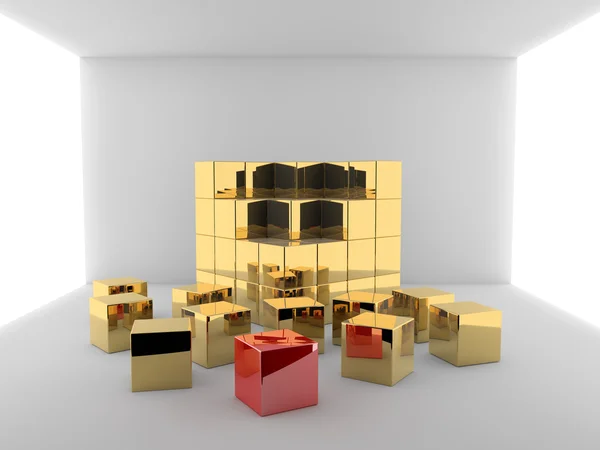 Cubes in a room — Stock Photo, Image
