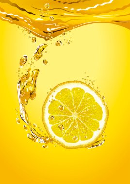 Lemon slice with bubbles clipart