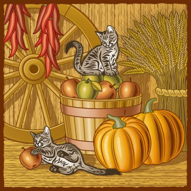 Retro barn with harvest clipart