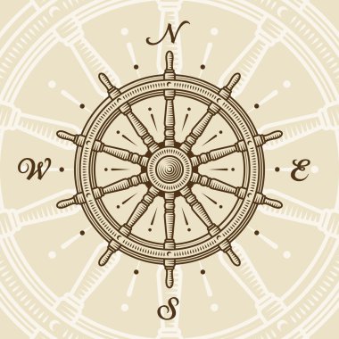 Vintage ship wheel clipart