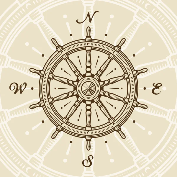 Винтажное корабельное колесо — стоковый вектор