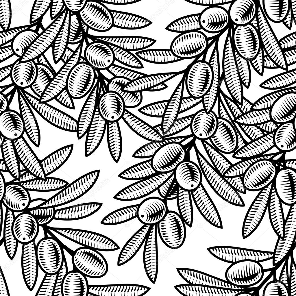 Seamless olive background black and white
