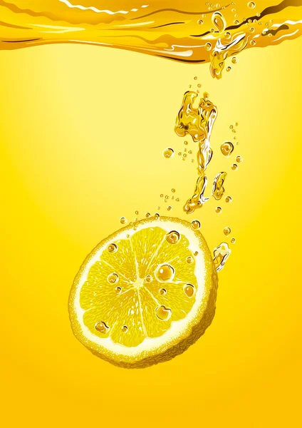 Citronskiva med bubblor — Stock vektor