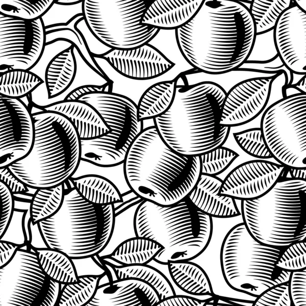 Fond pomme sans couture noir et blanc — Image vectorielle