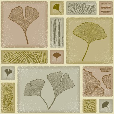 Seamless ginkgo pattern clipart