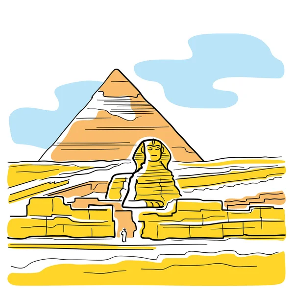 偉大なピラミッドとスフィンクス — ストックベクタ