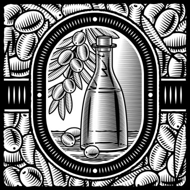 Retro olive oil black and white clipart