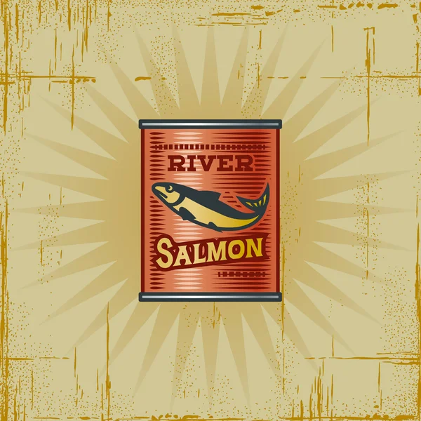 Lata de salmón retro — Archivo Imágenes Vectoriales