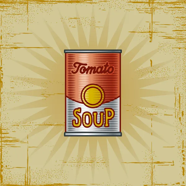 Rétro tomate soupe peut — Image vectorielle