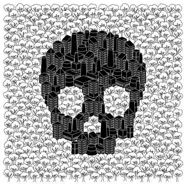 Save the forests concept: Skull clipart