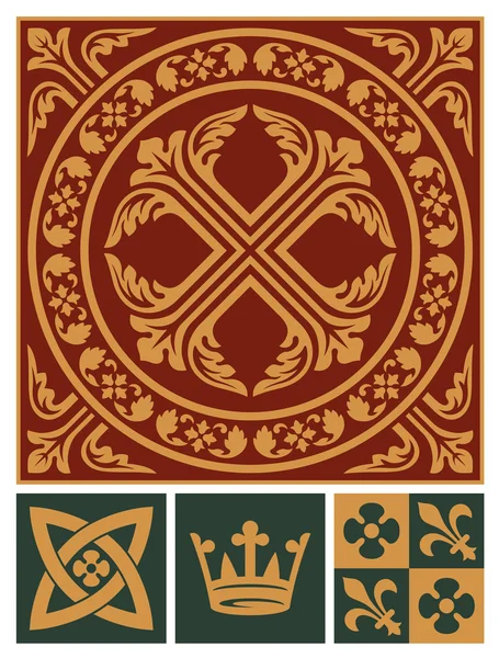 Middle ages ornament set — Stock Vector