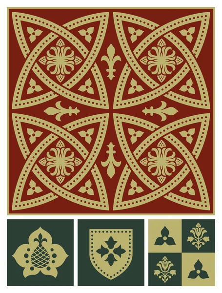 中世飾りセット — ストックベクタ
