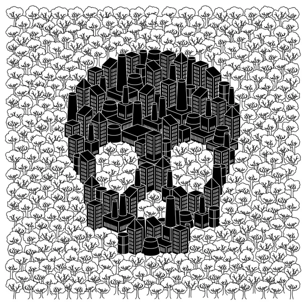 Sauver les forêts concept : Crâne — Image vectorielle