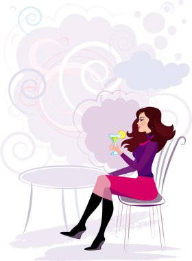 Girl in cafe clipart