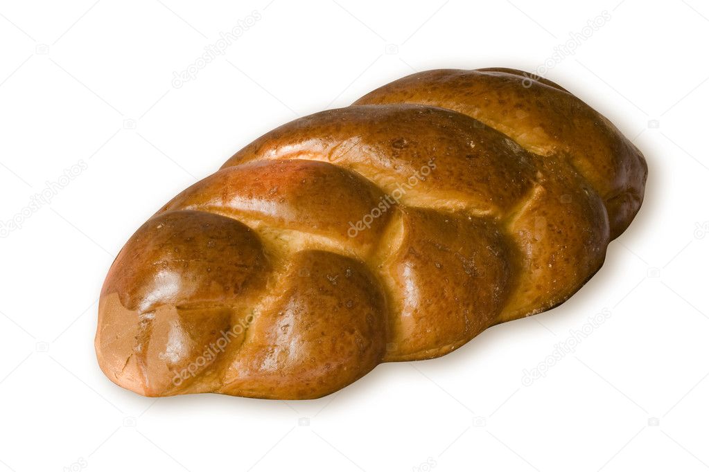White freshly baked bread on a white background