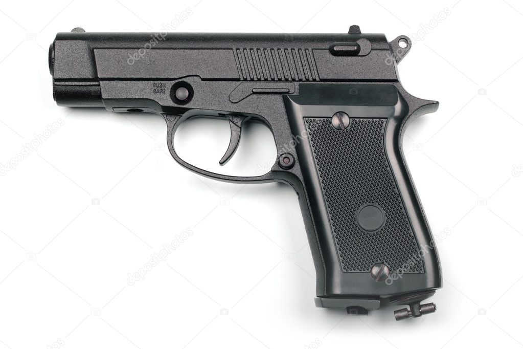 Pneumatic pistol isolated on white background