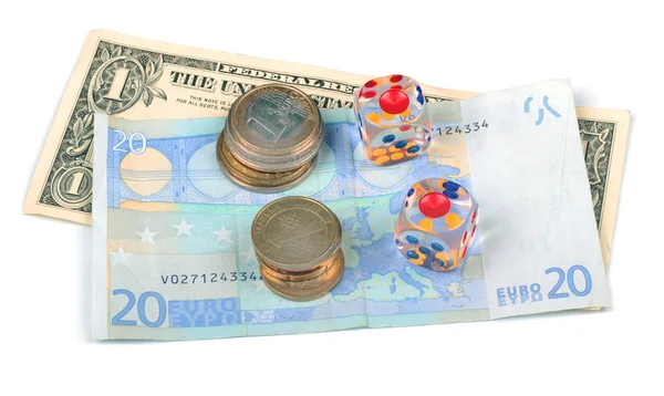Bani și dicuri izolate pe fundal alb — Fotografie, imagine de stoc