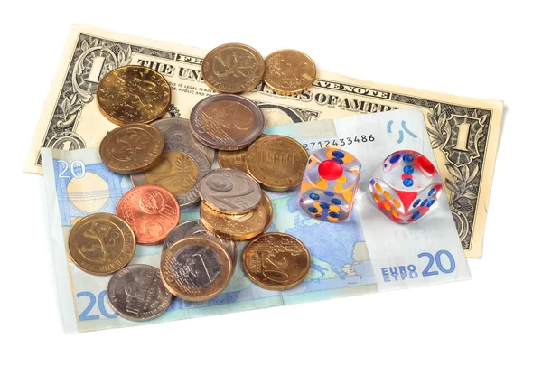 Bani și dicuri izolate pe fundal alb — Fotografie, imagine de stoc