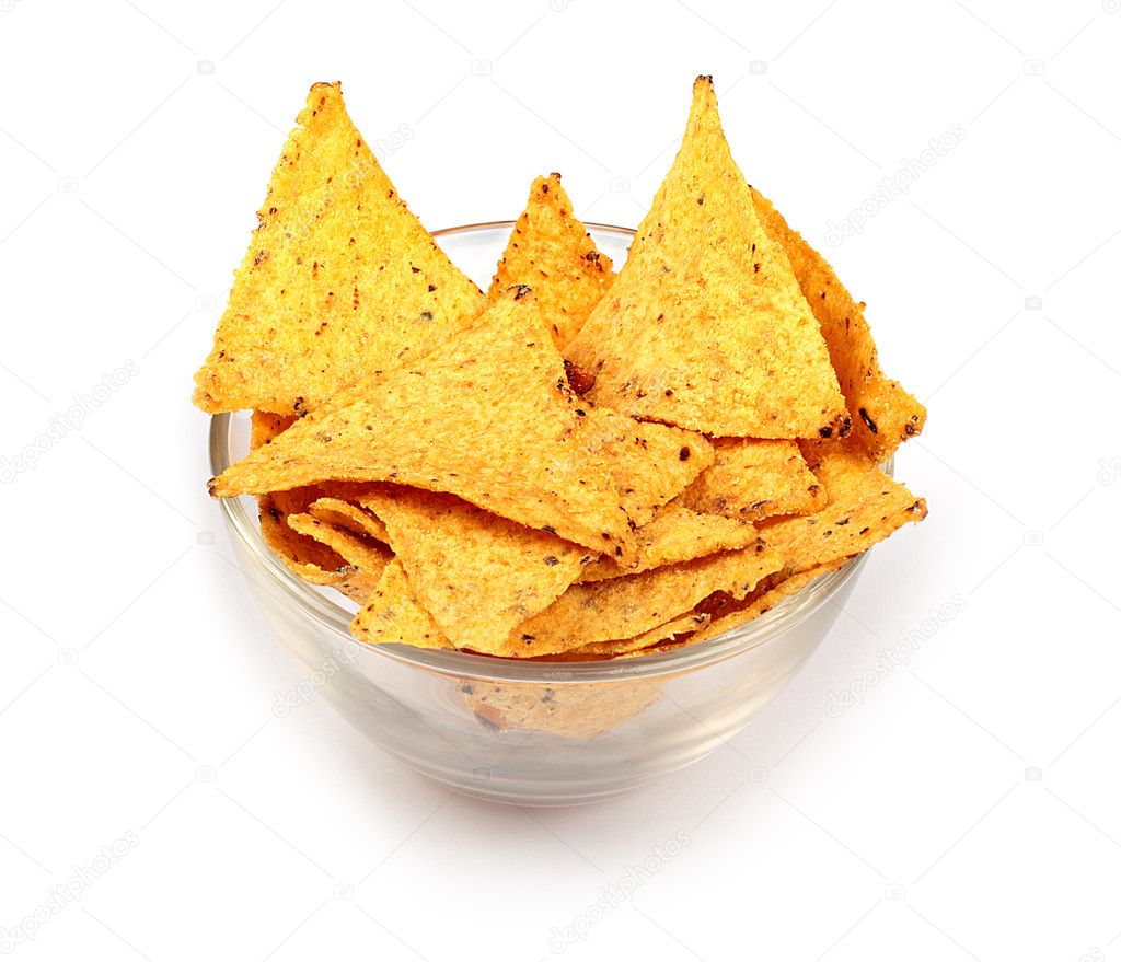 Tortilla chips in glass plate