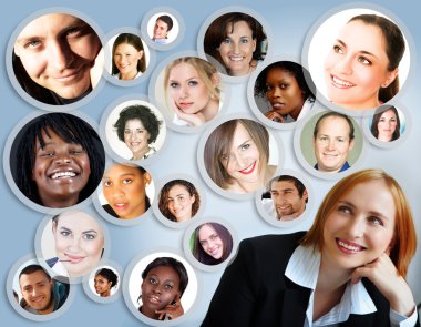 Social network of businesswoman. clipart