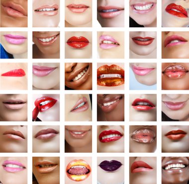 36 women lips close-up clipart