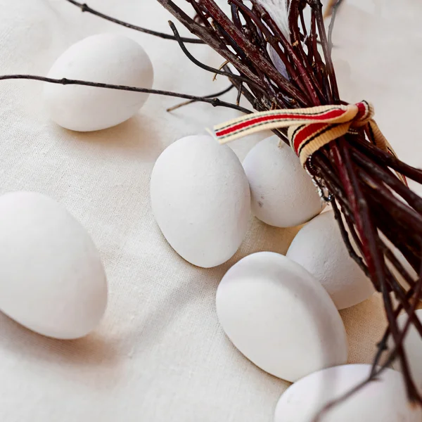 Zucker Eier auf Leinen — Stockfoto