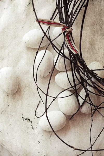 Grunge uova da zucchero su lino — Foto Stock