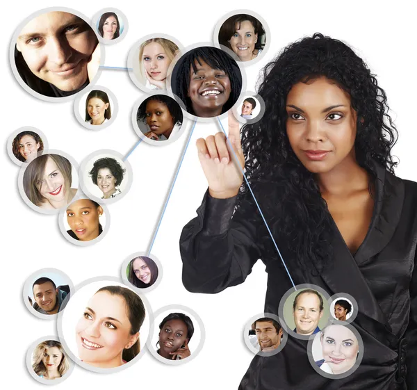 Social network of African American businesswoman — Stock Photo, Image