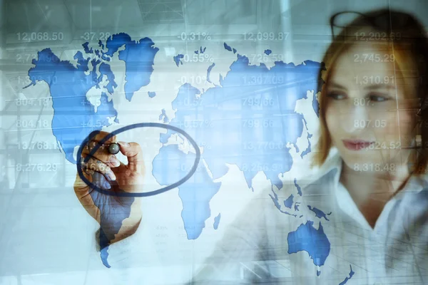 Stock market and the world map — Stock Photo, Image