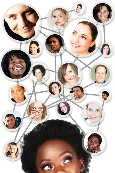 Afrikansk kvinna sociala nätverk-diagram — Stockfoto