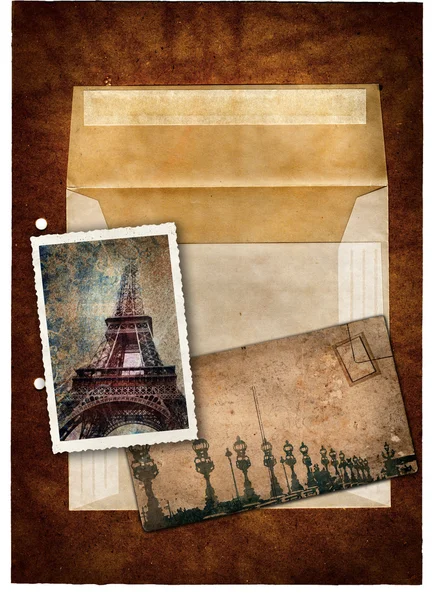 Grunge kartpostal ve Paris'e resim — Stok fotoğraf