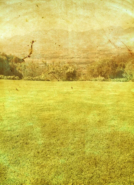 山と緑の草の背景 — ストック写真