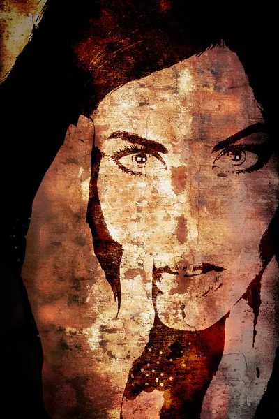 Kadının yüzüne duvarla Grunge — Stok fotoğraf