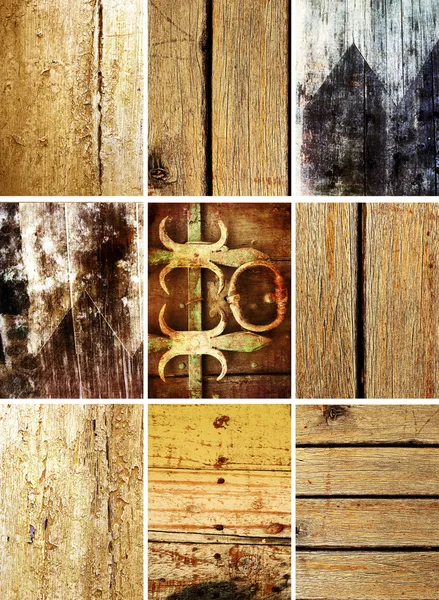 Set von 9 Holzstrukturen — Stockfoto