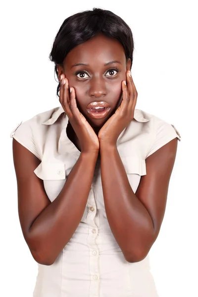 Afryki amercian kobieta w szoku — Zdjęcie stockowe
