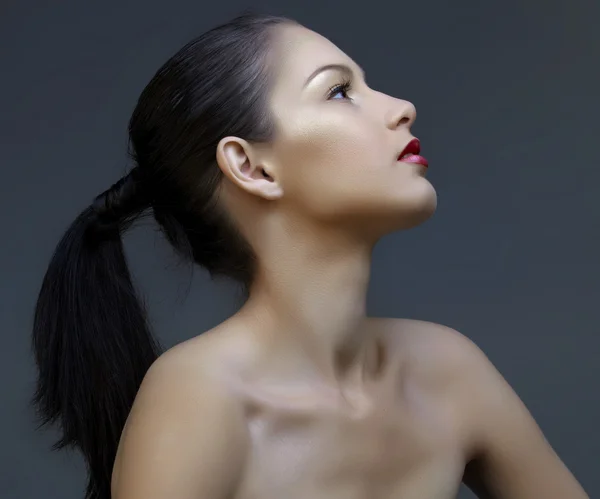 Beautiful woman with ponytail — Stock Photo, Image