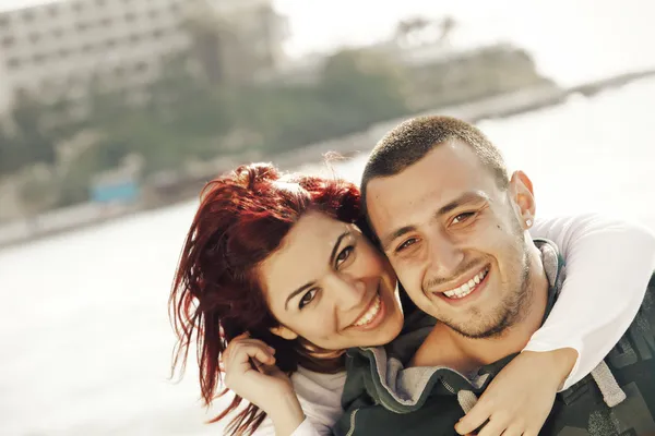 Turkish couple at sea — Stock Photo, Image