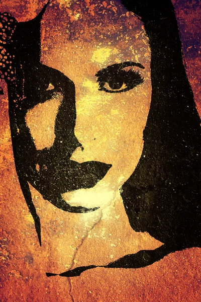 Kadının yüzü graffiti duvar. — Stok fotoğraf