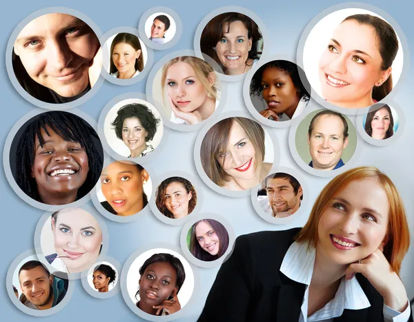 Rede social de mulher de negócios . Fotos De Bancos De Imagens