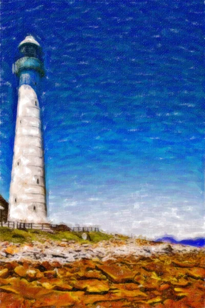 Peinture de phare contre le ciel bleu — Photo