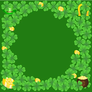 Clover glade and golden coins clipart