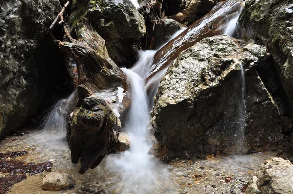Krásný vodopád na log — Stock fotografie
