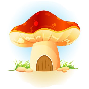 Mushroom home in garden clipart