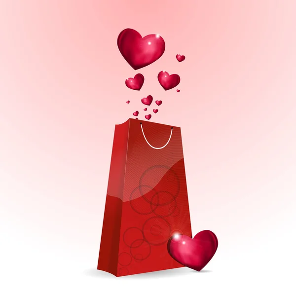 Shopping bag with heart — Stock Vector