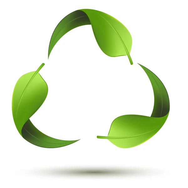 Símbolo de reciclagem com folha —  Vetores de Stock