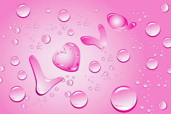Love with Water Drops — Stock Vector