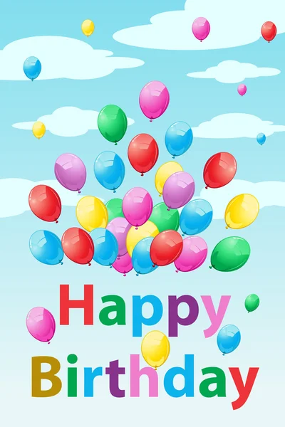 Karta urodzinowa z balonami — Wektor stockowy