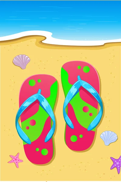 Pantofola sulla spiaggia — Vettoriale Stock