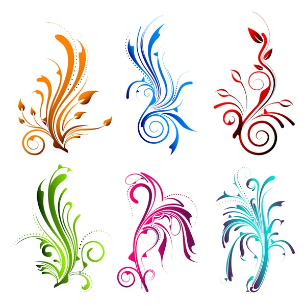 Renkli floral swirls — Stok Vektör